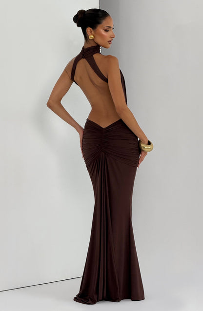 Vestido Comprido Thekla - Castanho Ameixa