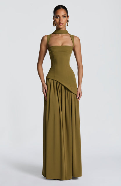 Tullulah Maxi Dress - Verde-azeitona Escuro