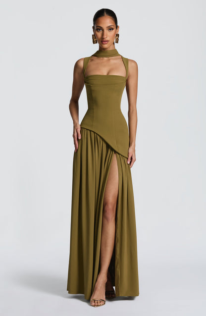 Tullulah Maxi Dress - Verde-azeitona Escuro