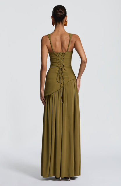 Tullulah Maxi Dress - Verde-azeitona Escuro