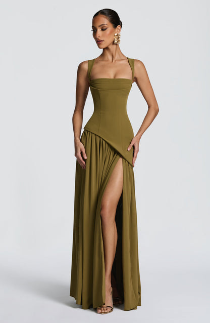 Tullulah Maxi Dress - Verde-azeitona Escuro