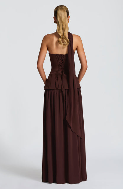 Vestido Maxi Vietta - Castanho Ameixa