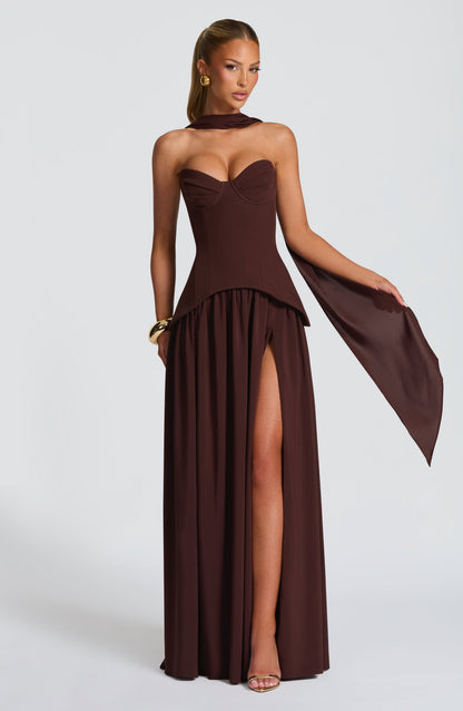 Vestido Maxi Vietta - Castanho Ameixa