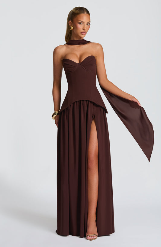 Vestido Maxi Vietta - Castanho Ameixa