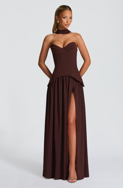 Vestido Maxi Vietta - Castanho Ameixa