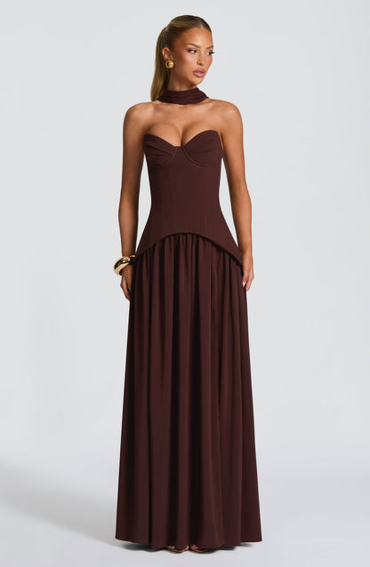 Vestido Maxi Vietta - Castanho Ameixa