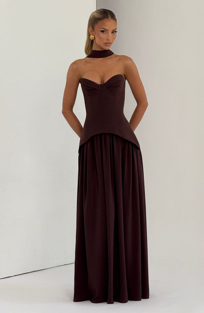 Vestido Maxi Vietta - Castanho Ameixa