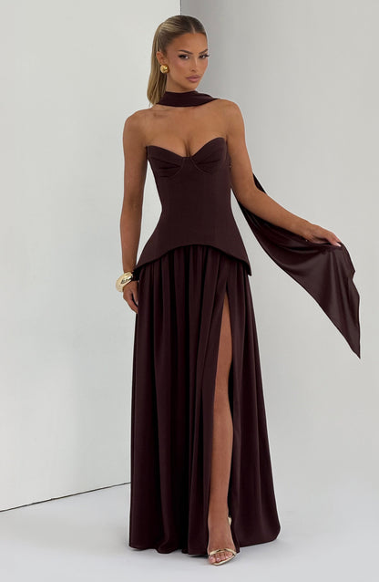 Vestido Maxi Vietta - Castanho Ameixa