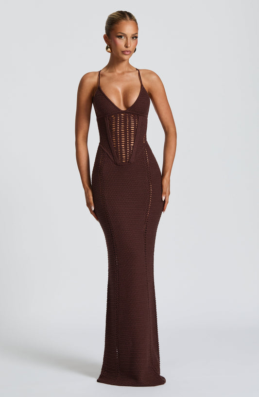 Vestido Xanthe Maxi - Castanho Ameixa