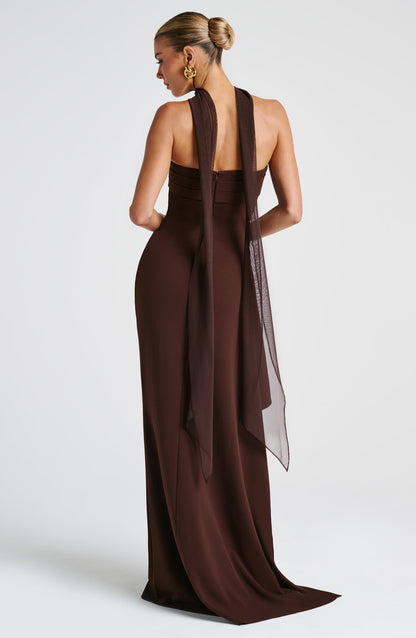 Zafira Maxi Vestido - Castanho Ameixa
